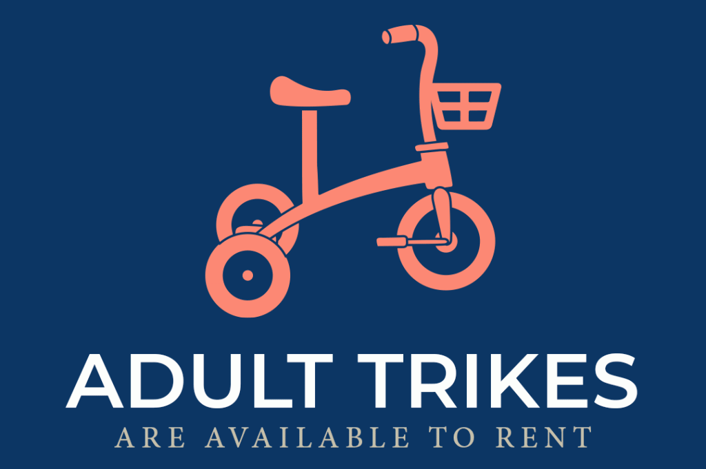 Graphic depicting adult trikes for getting around Mackinac Island