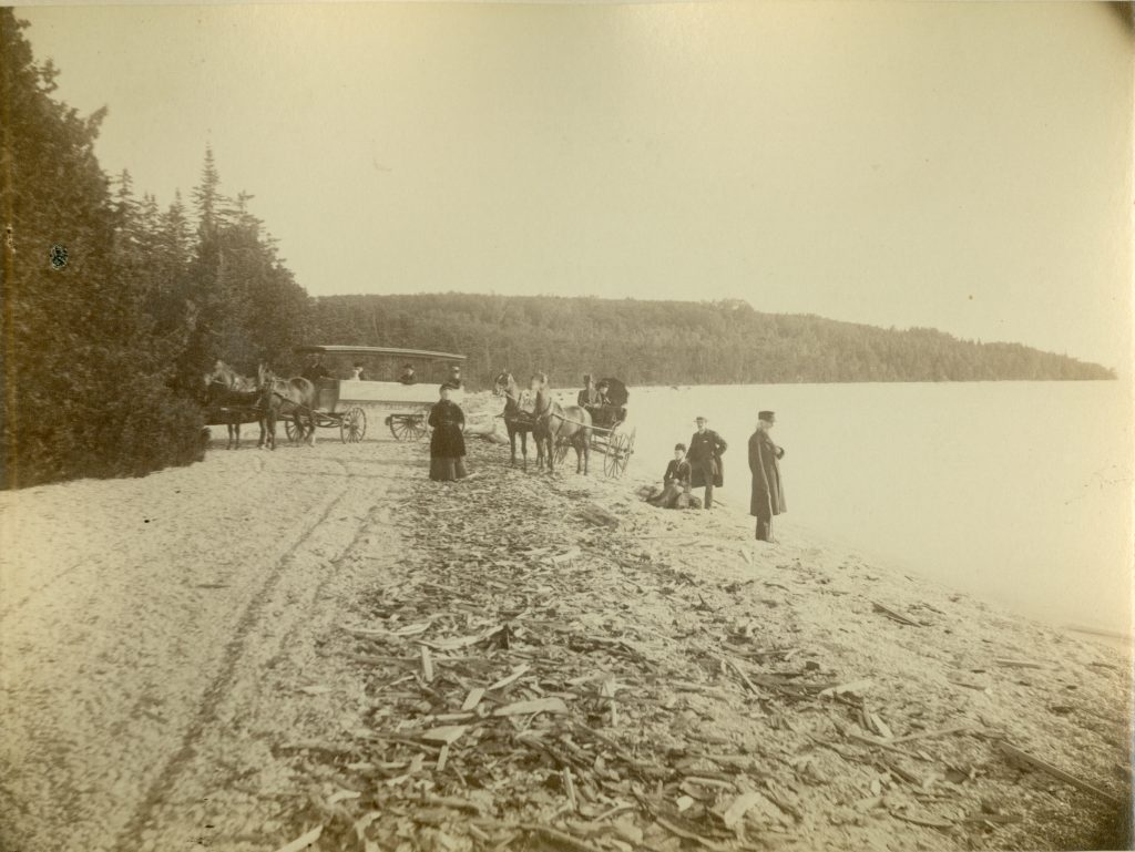 During the Mackinac National Park era in the late 1800s, visitors enjoyed traveling around the outer rim of Mackinac Island. 