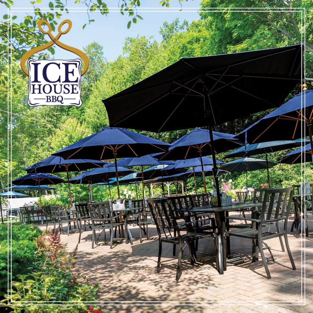 Mackinac Island's Ice House BBQ offers a gorgeous setting for outdoor dining