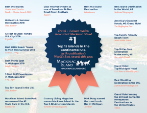 A graphic showing a list of Mackinac Island awards and accolades