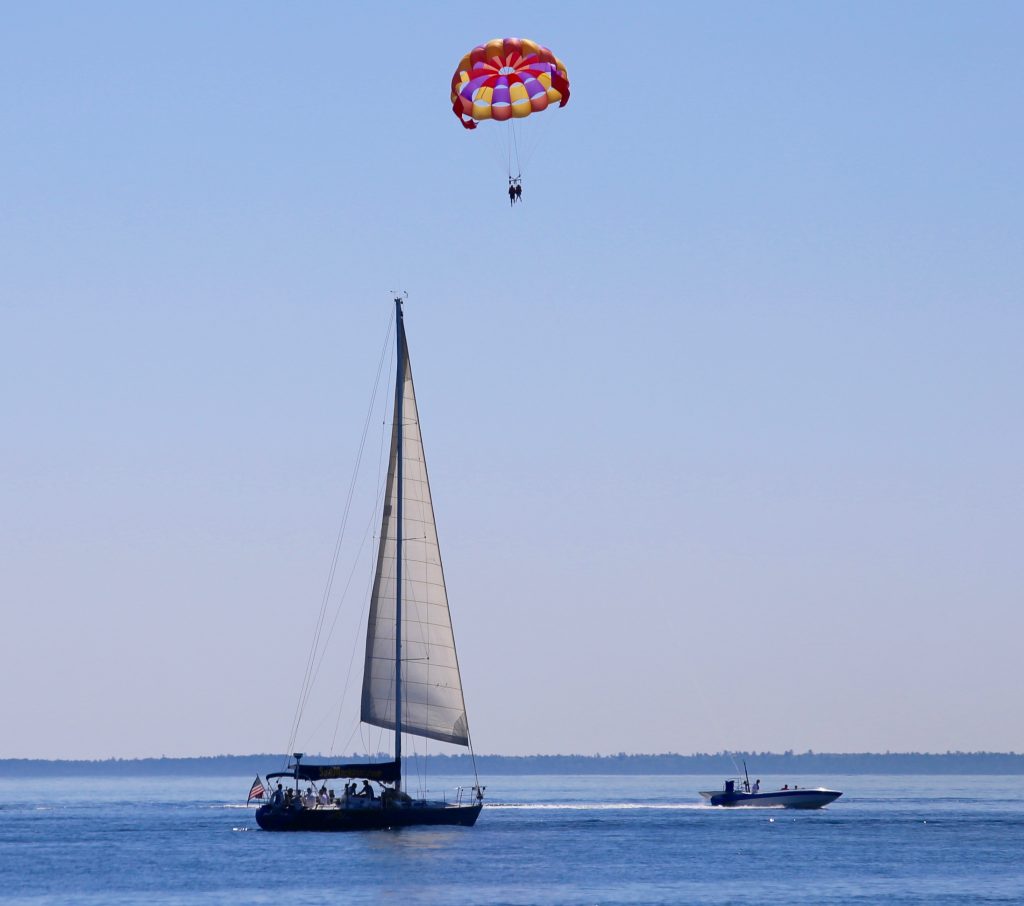 Water sports on Michigan’s Mackinac Island include Great Lakes fishing, sailing charters, boating, kayaking and parasailing.