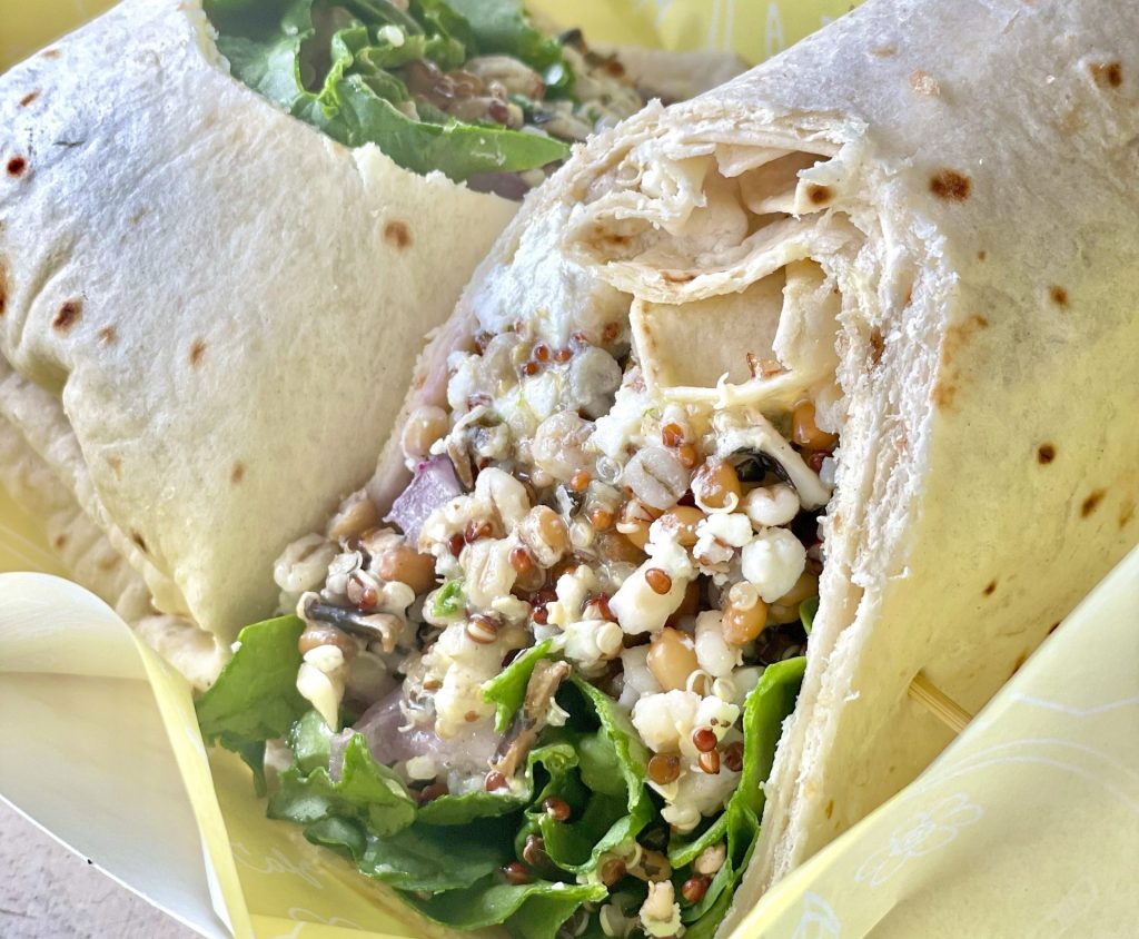 The vegetarian Five Grain Power Wrap at Watercolor Café on Mackinac Island