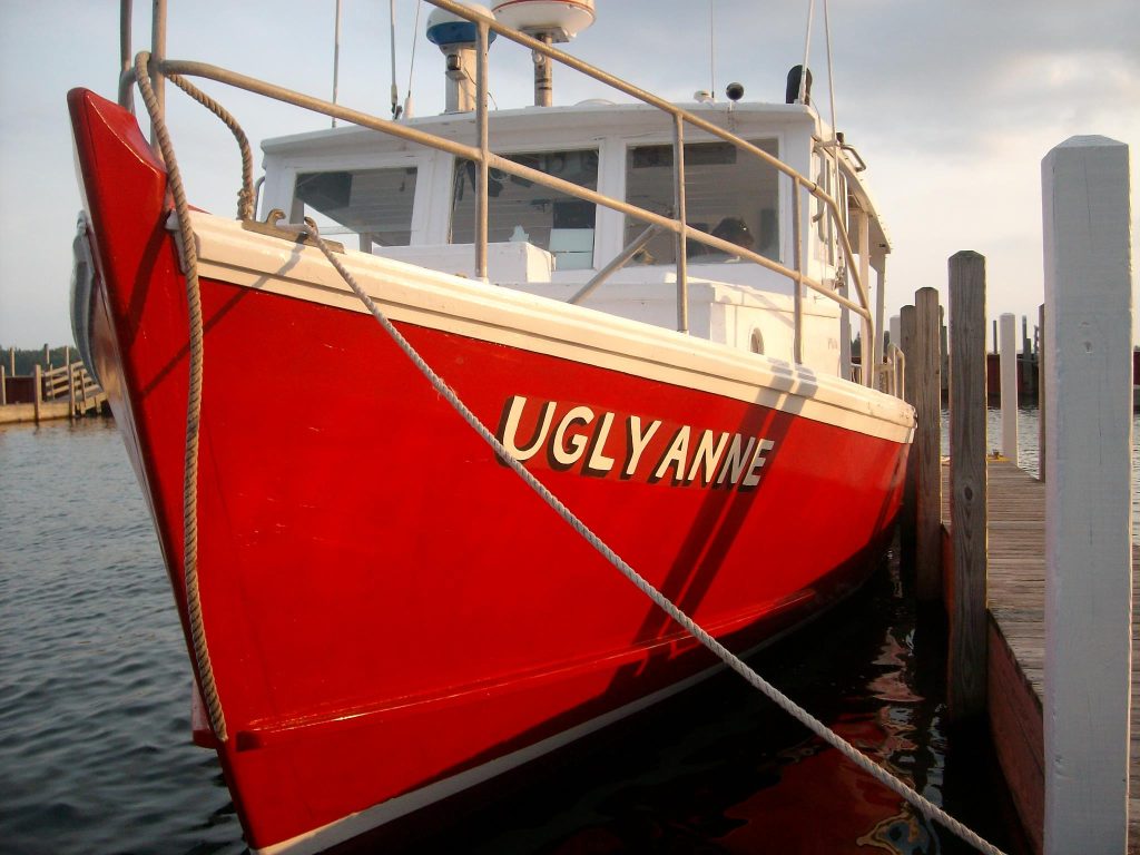 Ugly Anne boat sits at the dock near Michigan’s Mackinac Island