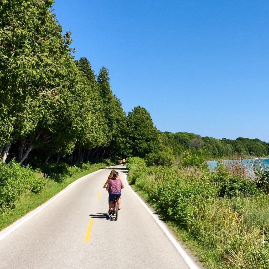 Unlike during the Mackinac National Park era, the road around the outer rim of Mackinac Island is now paved.