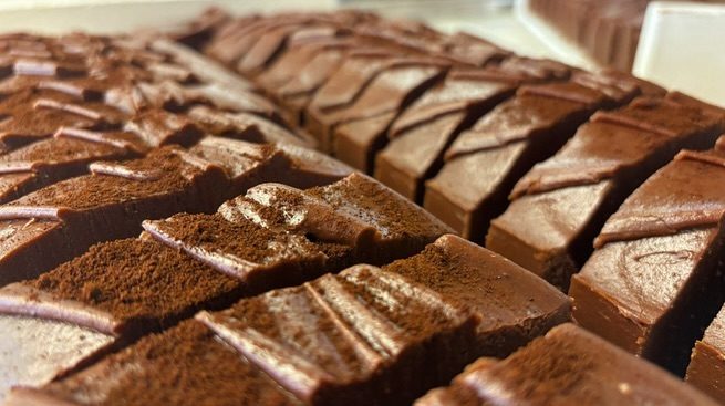 A creamy loaf of world famous Mackinac Island fudge